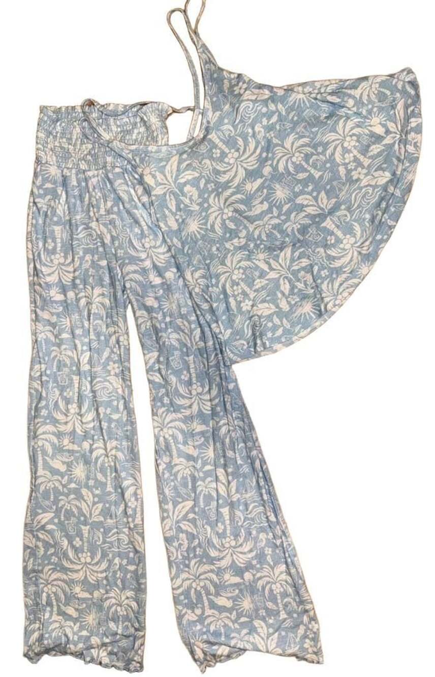 Wildfox Tank and Pant Sleep Set Blue Tropical Print